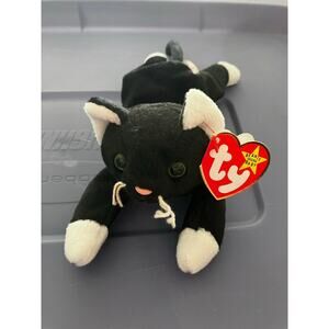 Zip beanie baby white paws 1993 pvc Europe Aurora tag